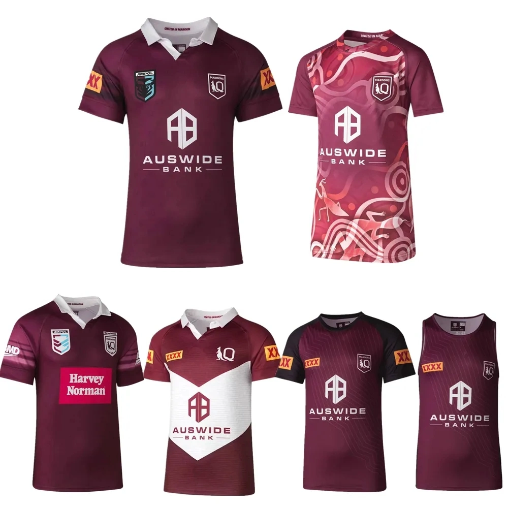 Wholesale/Supplier Qld Maroons Rugby Jersey 2023 Home Camiseta de Rugby Indígena Sininglet Australia Queensland Estado de origen Vest Nombre personalizado número