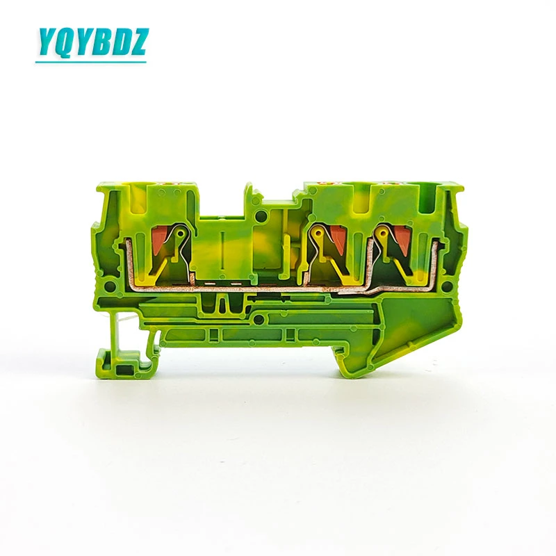 Yellow-Green Ground Wire PT4twin-PE One in Two out 4 Square Ground Terminal Block