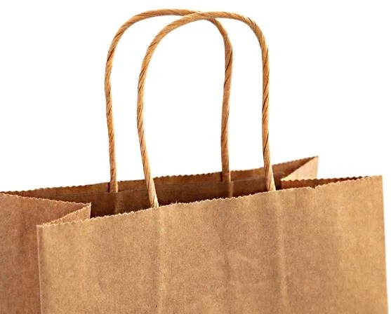 Saco de compras de alta qualidade reciclável Design personalizado com logótipo saco de oferta castanho Kraft Paperbag com pega torcida