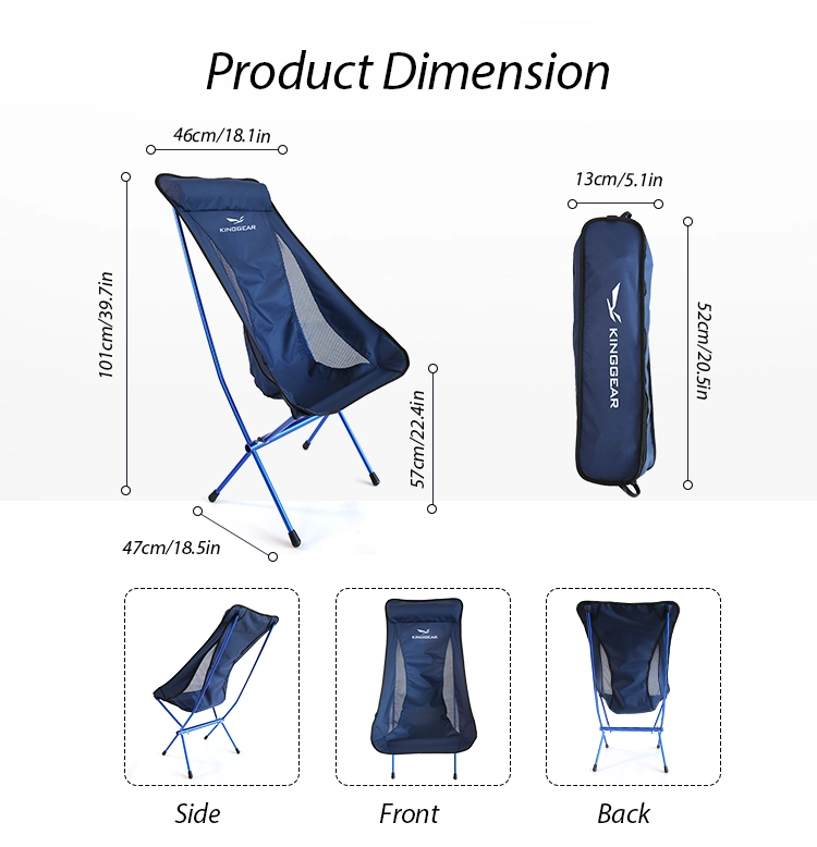 Custom Outdoor Highback Folding High Back Folding Camping Camouflage Chair Blue