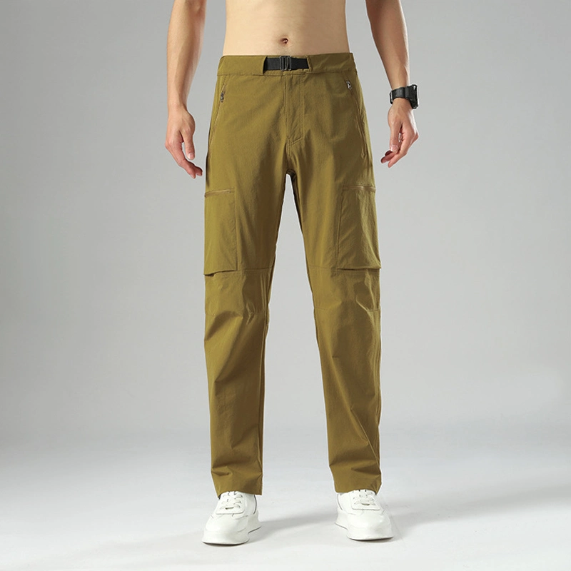 Fashion Trousers Multifunctional Pants Elastic Waist Buckle Zipper Pocket Skin Friendly Pants for Men