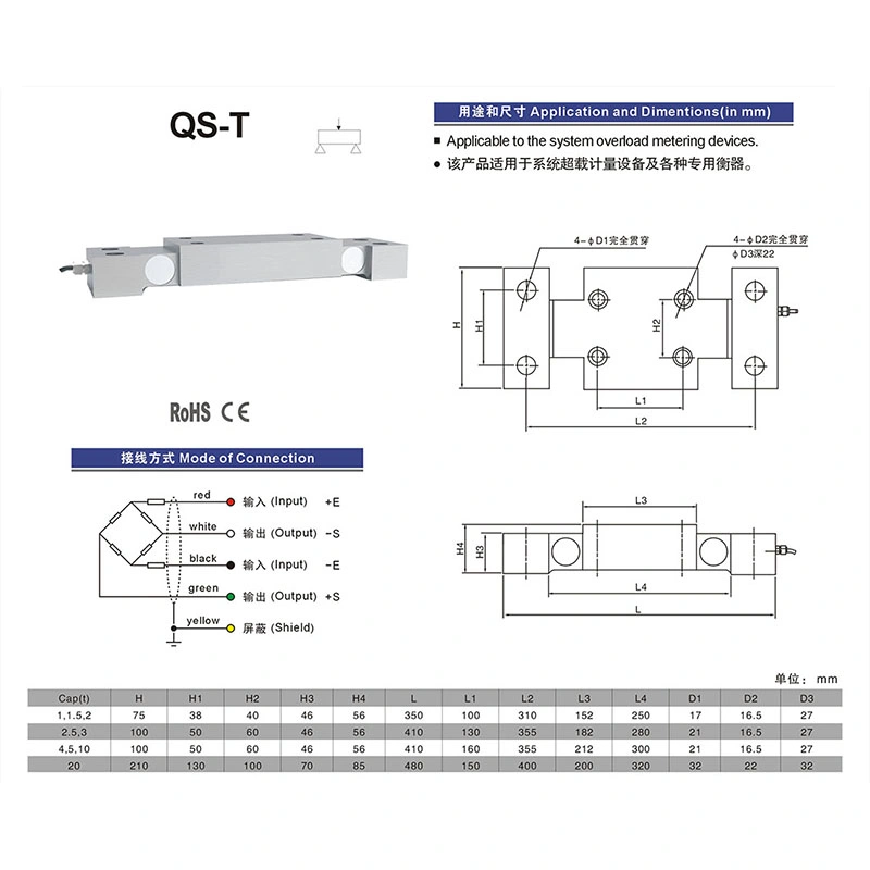 QS-T Gewichtssensor Einseitige Strahlbelastungszellen 5t Sensor