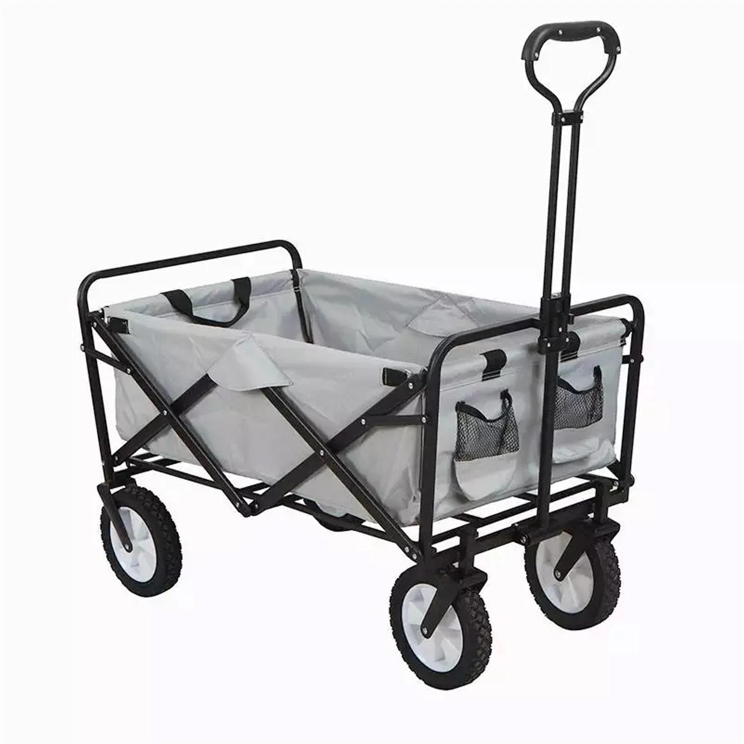 Portable Outdoor Beach Wagon Cheap Tool Carts 4 Wheel Folding Garden Tool Cart with Storage Basket