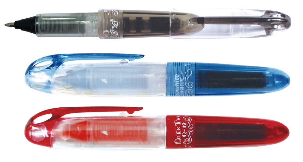 Office Supply Promotional Gift Plastic Pen Q12 with Cartridge, Multi Pen Assorted Roller+Fountain Pen+Highlighter