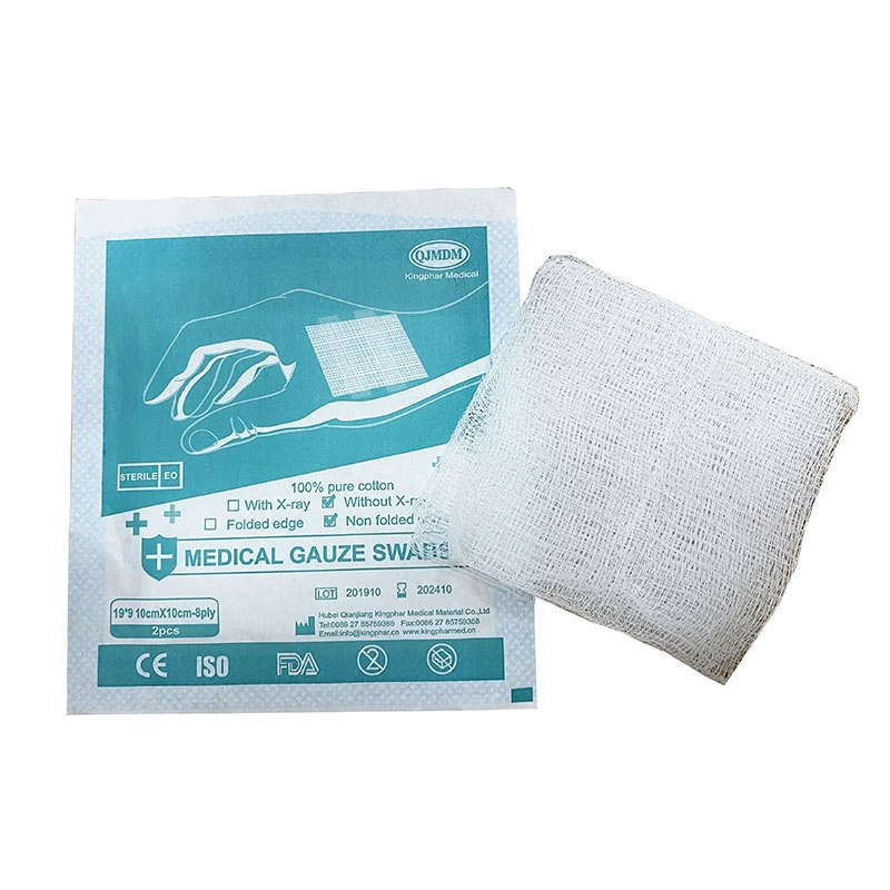 Precio de fábrica ISO13485 CE Certificado 100% algodón médico 5x5cm 8ply Gasa estéril Swabs gasa