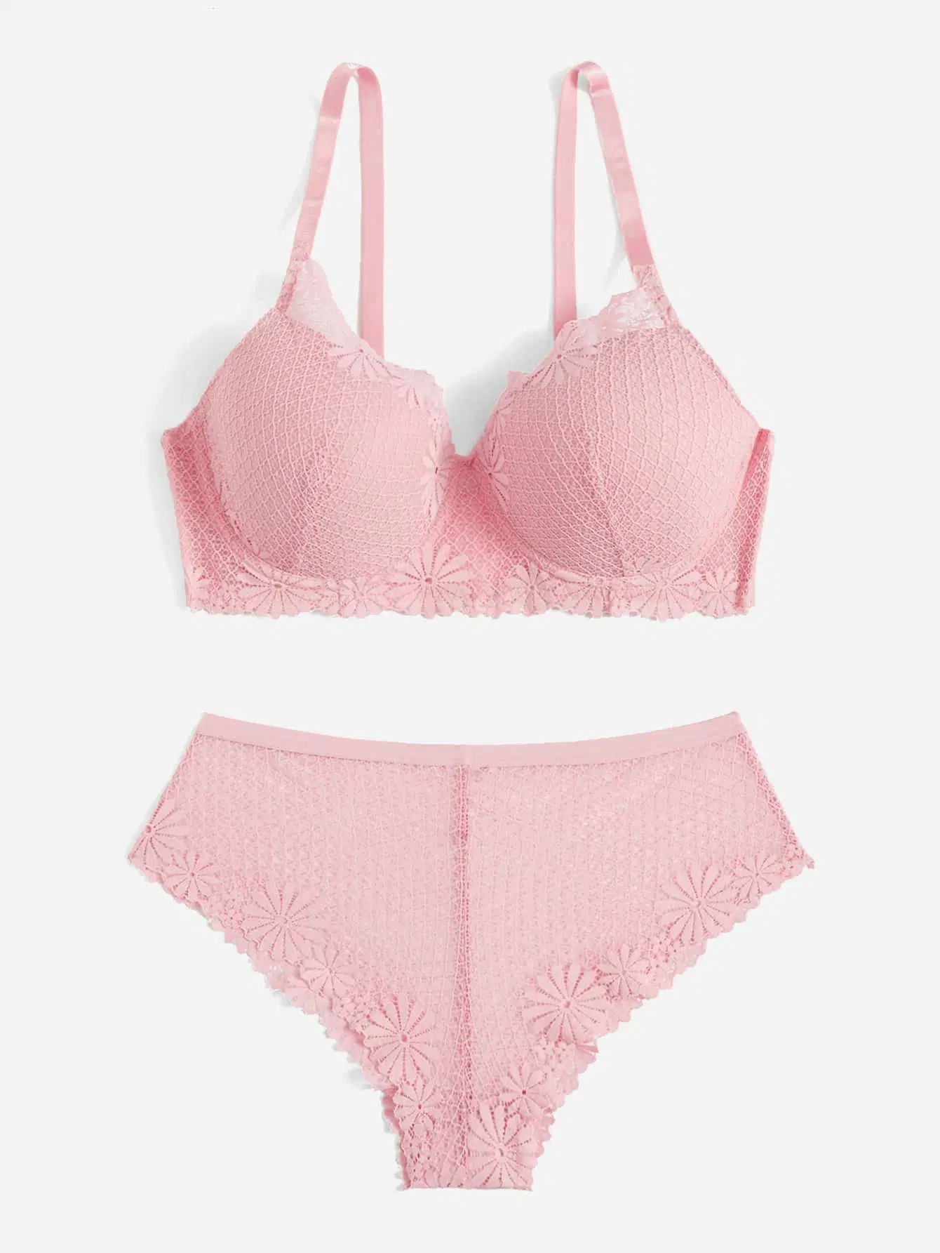 Ensemble de sous-vêtements sexy rose grande taille pour femmes.