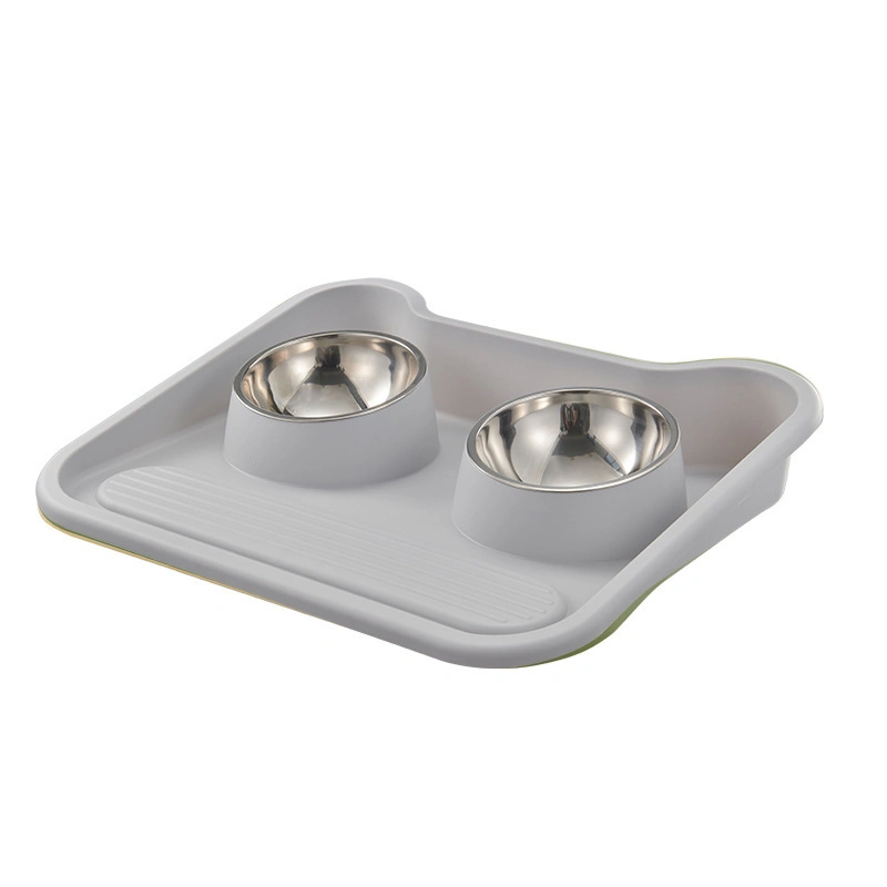 Mingwei Spot Wholesale/Supplier Dog Bowl Wheat Straw Mothproof Stainless Steel Double Bowl Pet Food Utensil