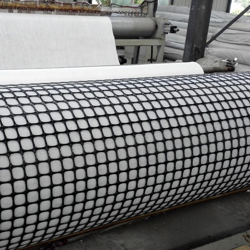 Composite Plastic Geogrid Fiberglass Grid PP Biaxial Geogrid Compound with Nonwoven Geotextile for Roadbed Geogrids Good Sell