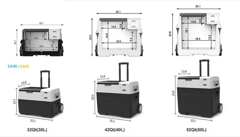 12 V Geladeira 30L/40L/50L Portátil Solar Frigorífico Congelador com 3X30W Painel Solar para Acampamento.