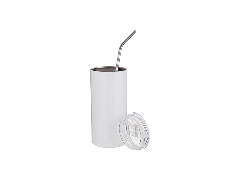 Bestsub 17oz/500ml Sublimation Stainless Steel Tumbler Mug with Straw & Lid (White)