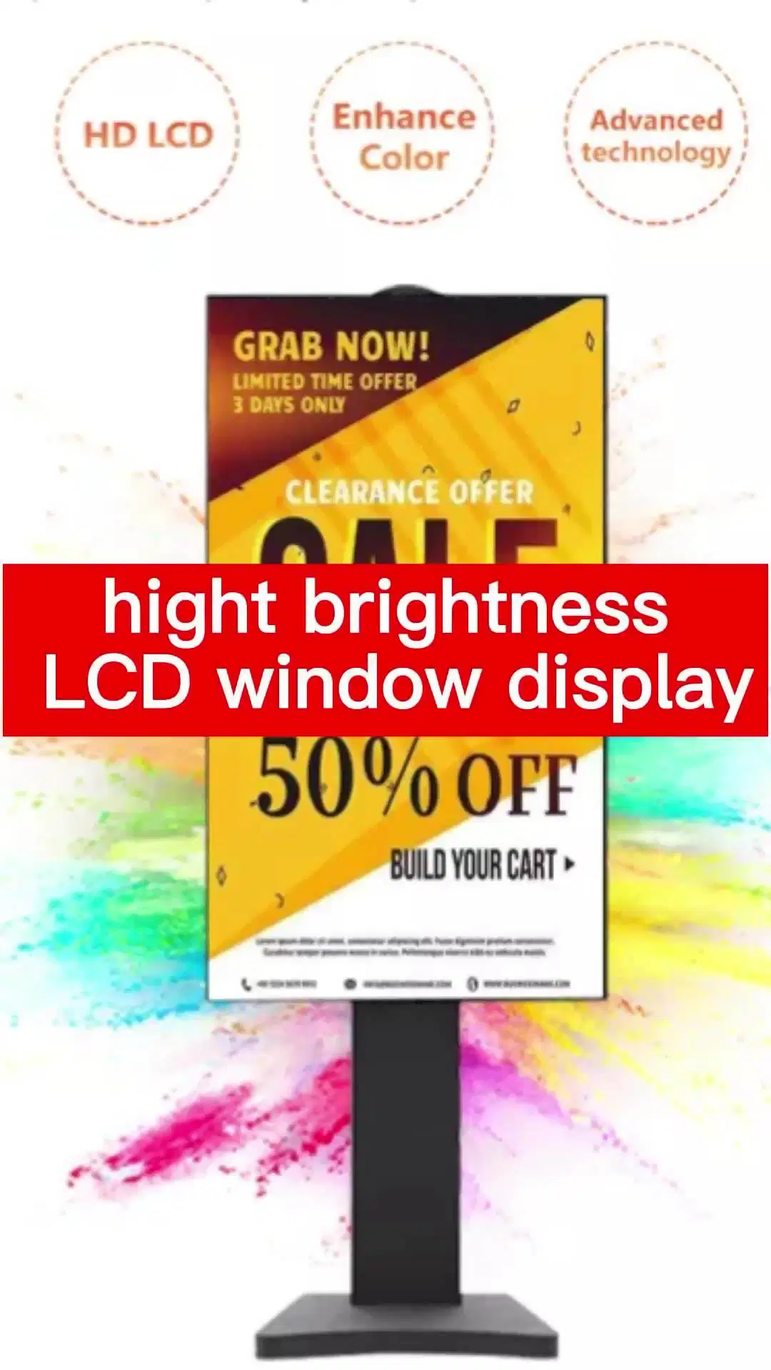 High Brightness 3000nit Indoor Digital Signage Player LCD Display Screen for Window