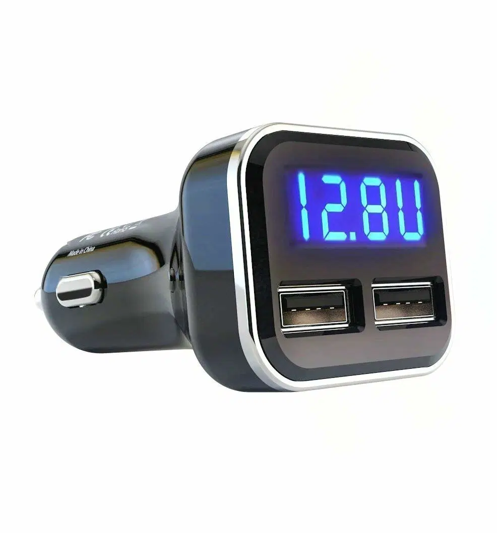 4.8A 24W Dual USB Car Charger Volt Meter Car Battery Monitor with LED Voltage & AMPS Display