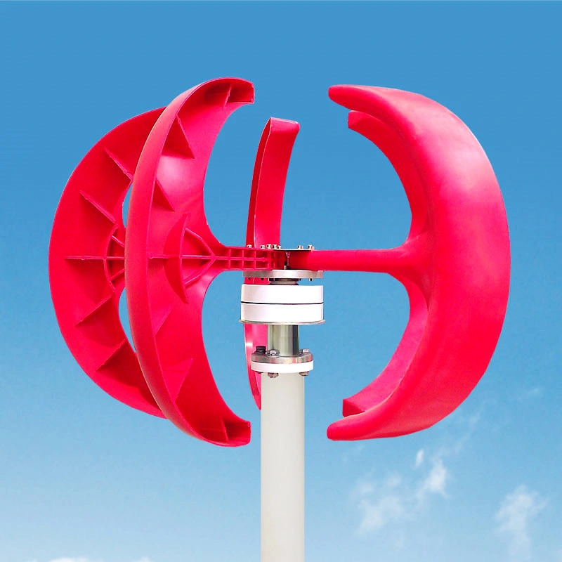 Household 100W 12V 3 Phase Red Lantern Vertical Axis Wind Turbine Generator