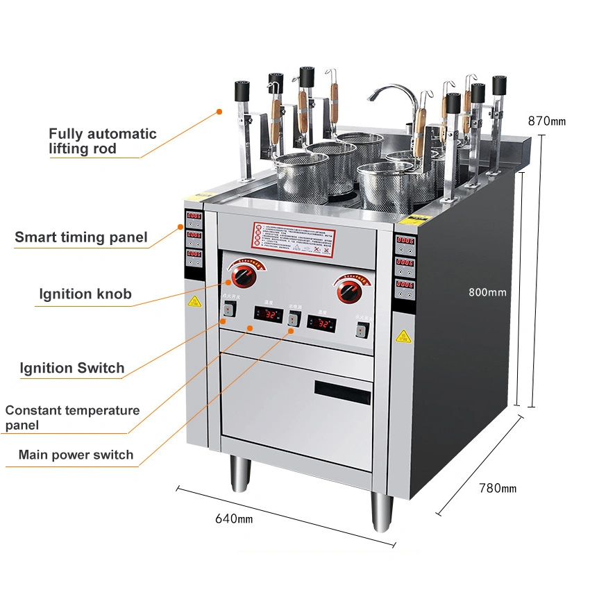 Caldera automática de Noodle Caldera Equipo de Caldera de Noodle Large Auto Lift Noodle Caldera Gas Noodle Boiler Basket Caldera eléctrica Boodle Cocina &amp; Equipo de horneado