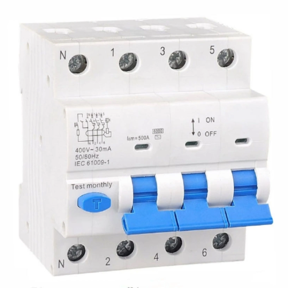 Disjoncteur RCBO circuit résiduel avec protection contre les surcharges 16A 20A 25A 32A 50A 63 A.