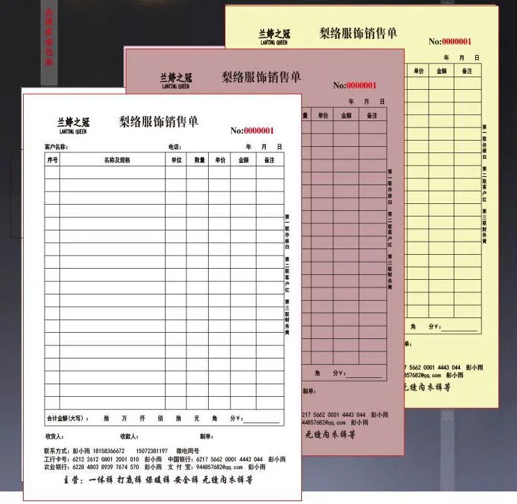 Carbon Paper Printing Cash Receipt Invoice Bill Book Design Restaurant Duplicate Carbon Sheet Order Book