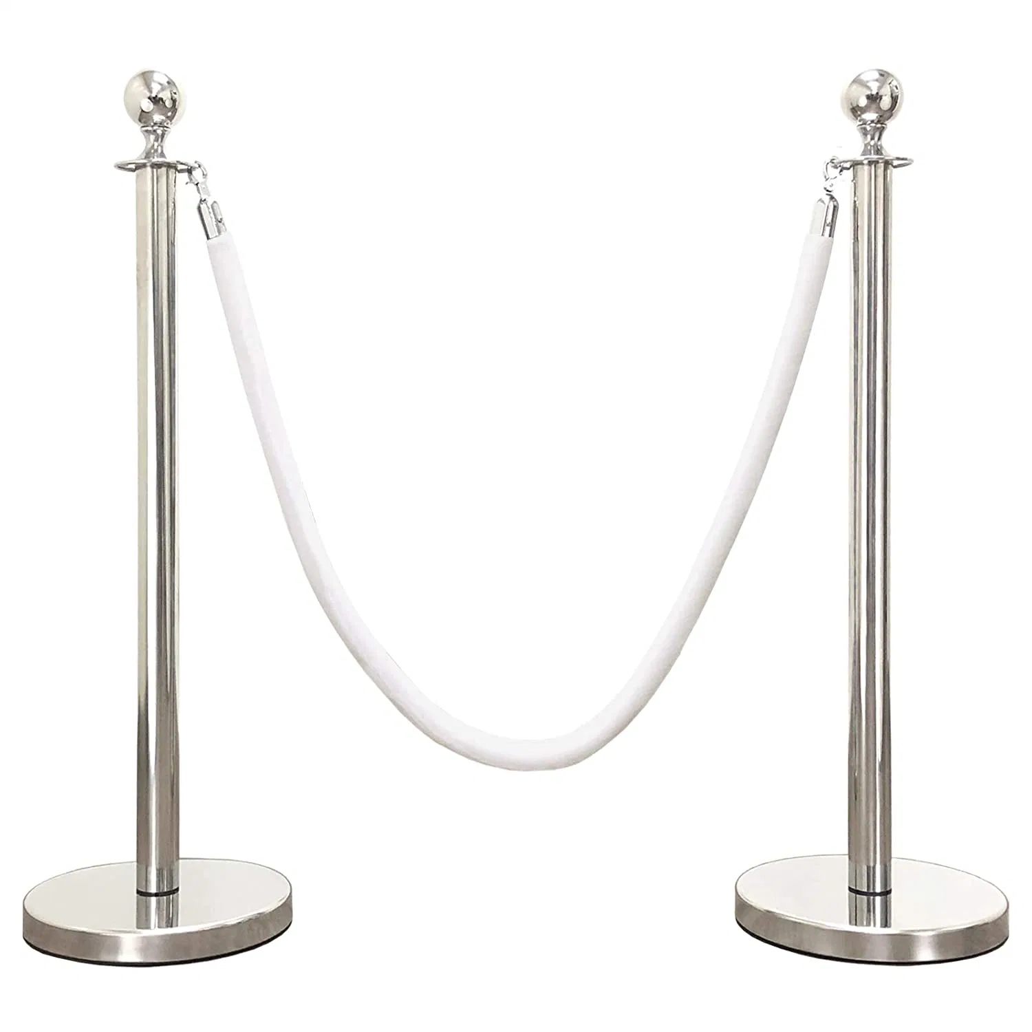 Chrome Finished Queue Stand Rope Barrier with Heavy Base