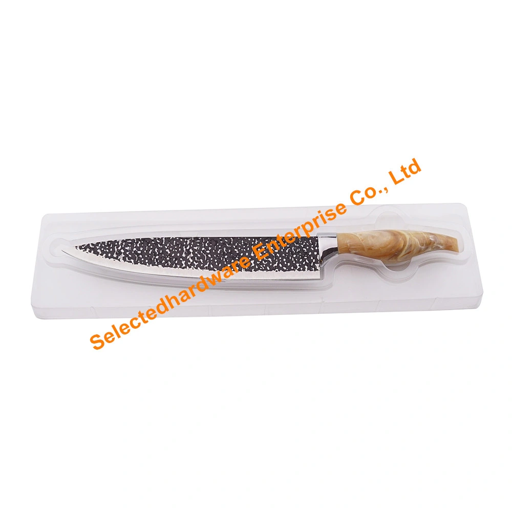 9 Inch PP Handle Spray Paint Chef Knife Embossed Blade