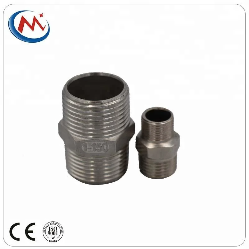 ASTM A733 Stainless Steel SS304 316 Male NPT BSPT Threaded Hex Head Nipple