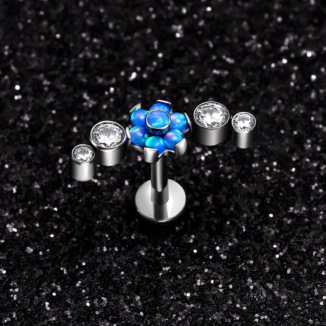 Eternal Metal Wholesale/Supplier Pierc Titnio Ear Bar Body Jewelry Flower Opal Top G23 Titanium Piercing Threaded Labret