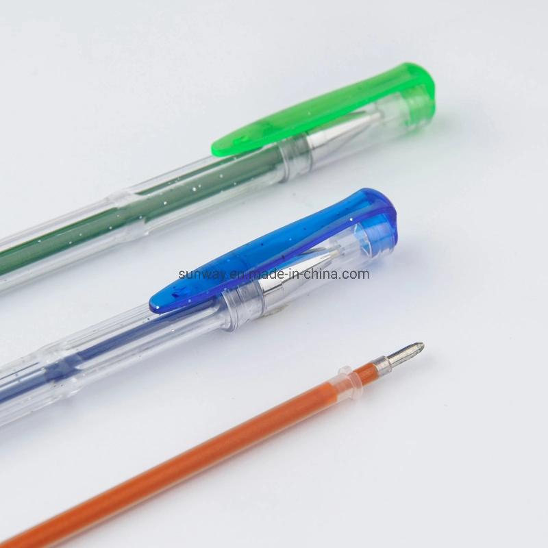 School Stationery Glitter Gel Pens with Fluorescence Ink for Coloring