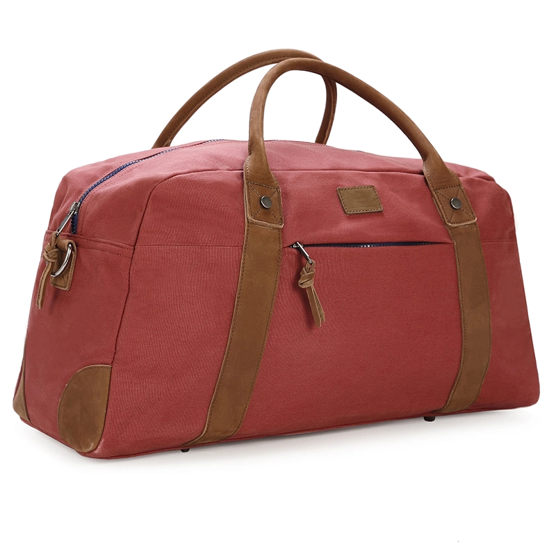 Fance Design Outdoor Leisure Canvas de cuero auténtico hombres de viaje Duffel Bolsa (RS-171102)