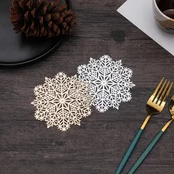 OEM Factory Custom Design Logo Snowflake Hollow PVC Bronzing Coaster Table Mat