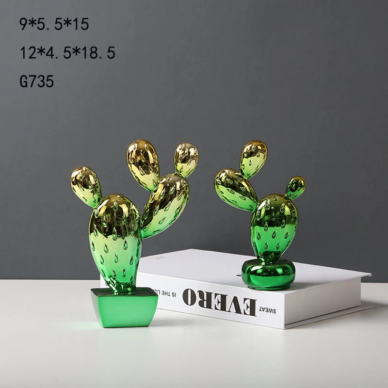 Electroplating Cactus Handmade Resin Crafts for Home and Office Decoration