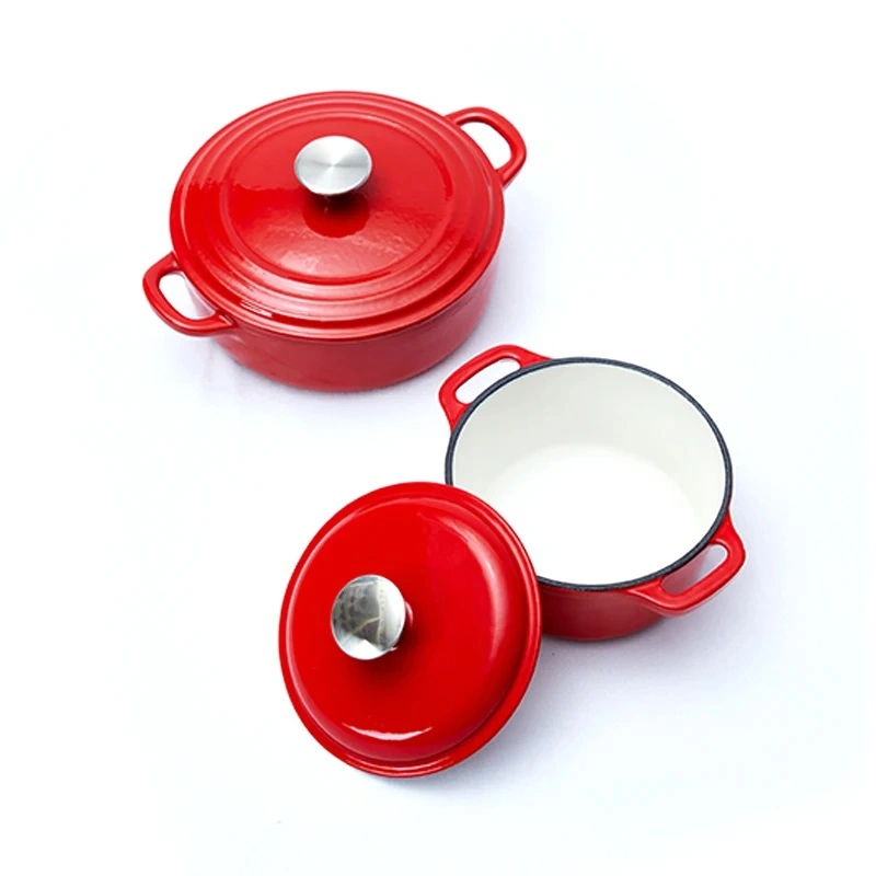 Conjunto de utensílios de cozinha isolados aquecedor de alimentos em esmalte redondo de ferro fundido Forno holandês 6qt