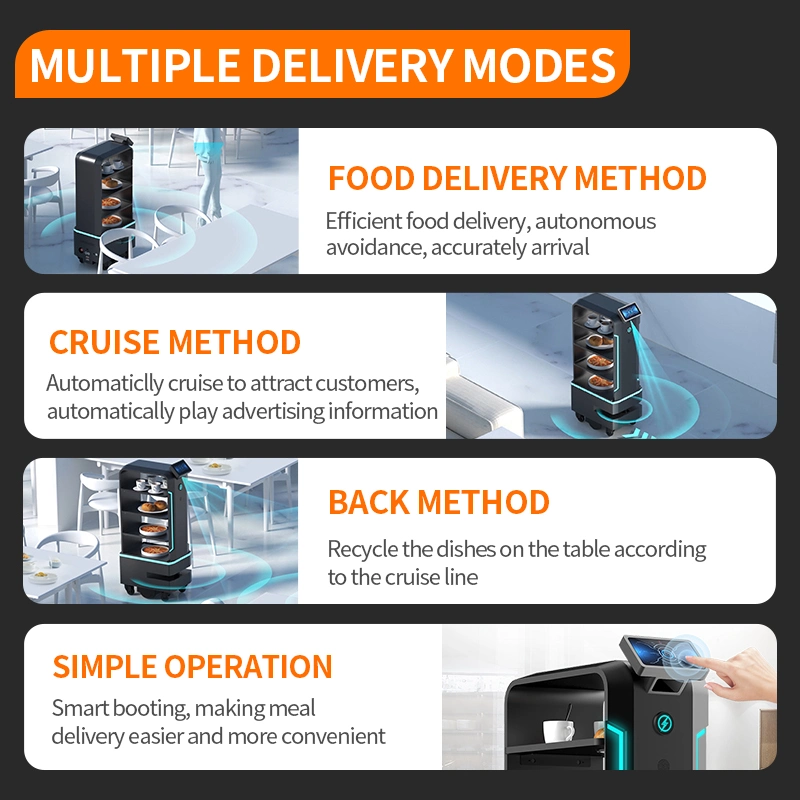 La entrega de interiores robot Robot humanoide para Restaurante Restaurante robótica Robot Máquina Precio camarero la entrega de alimentos el precio del robot