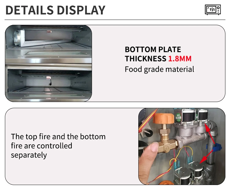 معدات المطبخ معدات الخبز في Commial Baking فرن البيتزا الخبز يتم تصنيع علبة 2 Deck 4 Electrical/Gas من خلال صينية كهرباء/غاز اختيارية