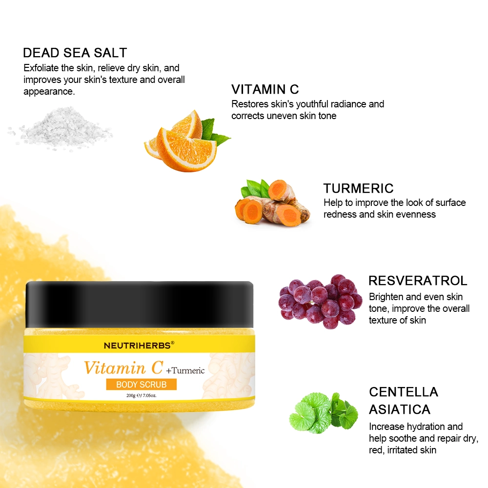 Wholesale/Supplier Cosmetics Skin Care Brightening Vitamin C Turmeric Body Scrub