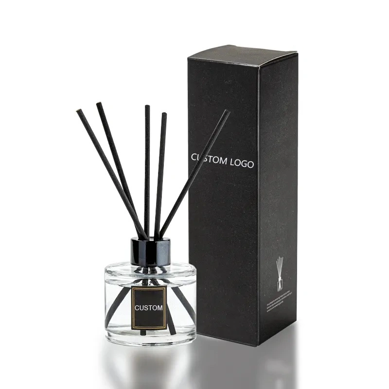 Bouteille de verre sous étiquette privée de luxe Accueil diffuseur de parfum Ensembles Fibre Stick Reed