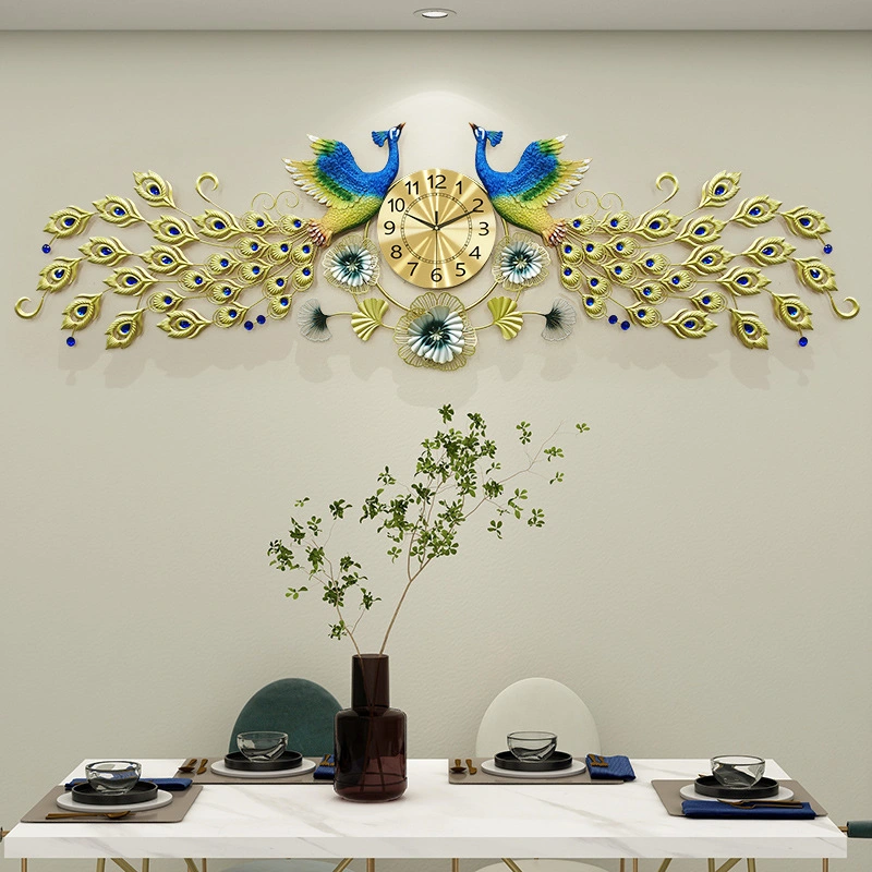 New Design European Fancy Makeup European Style Peacock Wall Clock