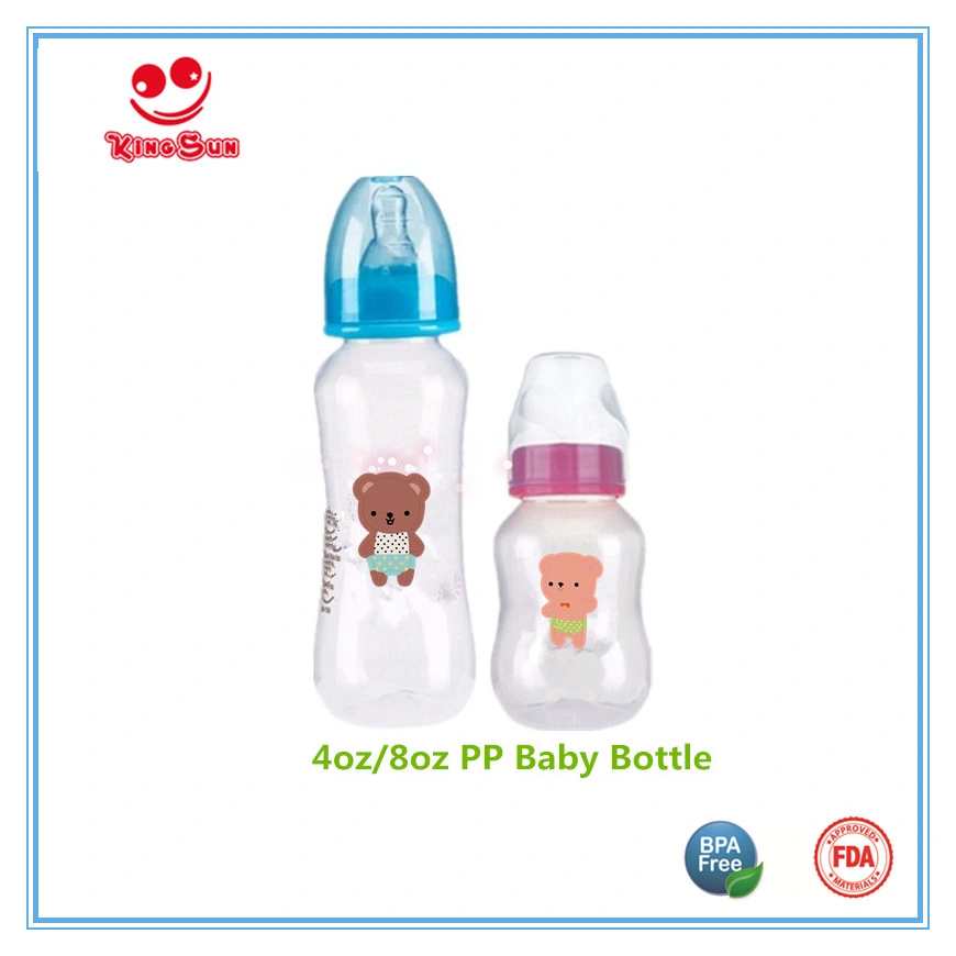 Hot Sell Milk Bottle Standard Neck Plastic Baby Feeding Bottle in 2oz/4oz/8oz