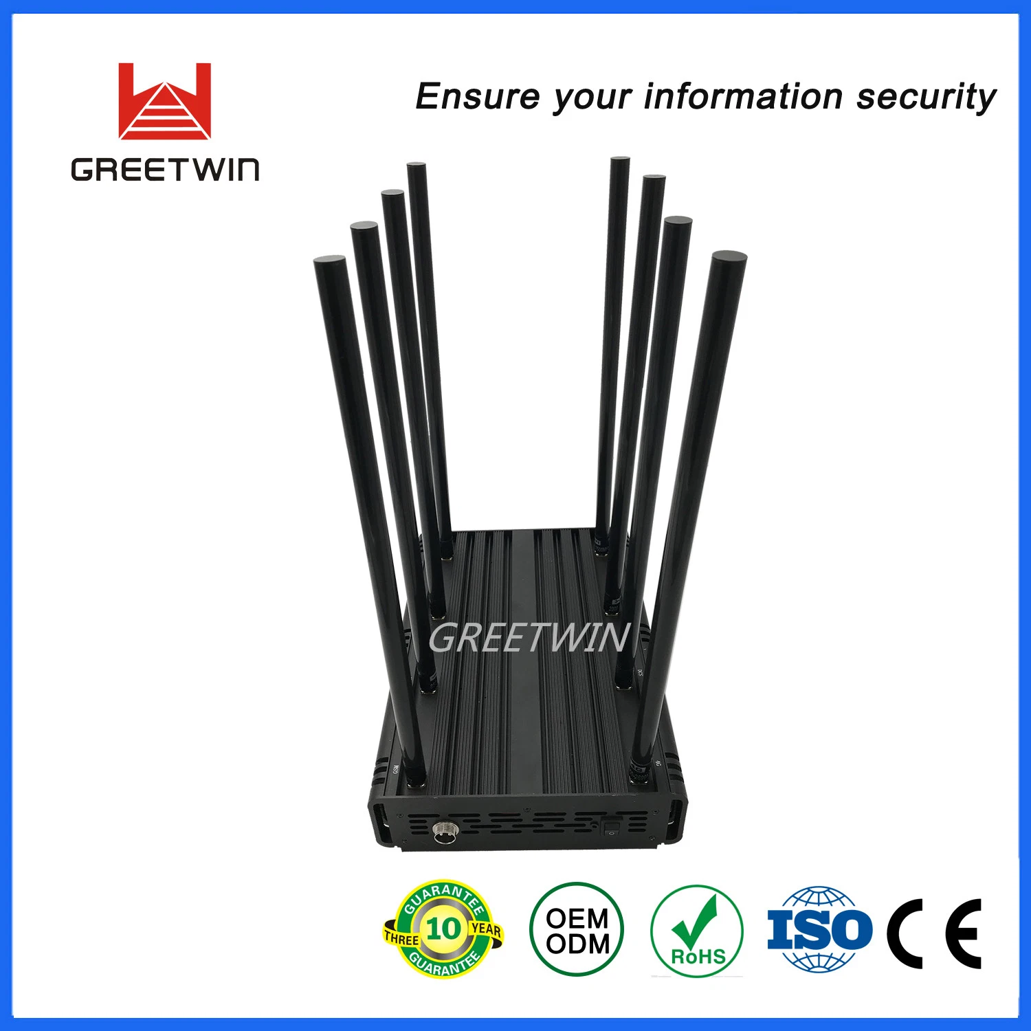 Greetwin 8 Band Frequency Jammer 80W GPS LTE WiFi Signal Jammer