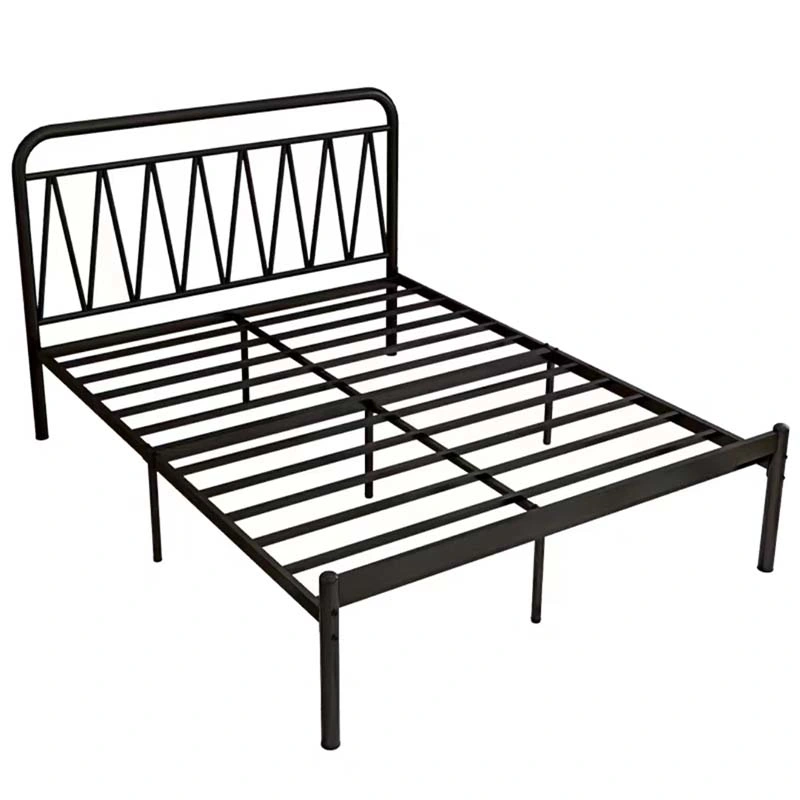 European Simple Wrought Iron Rental Hotel Budget Double Iron Frame Bed