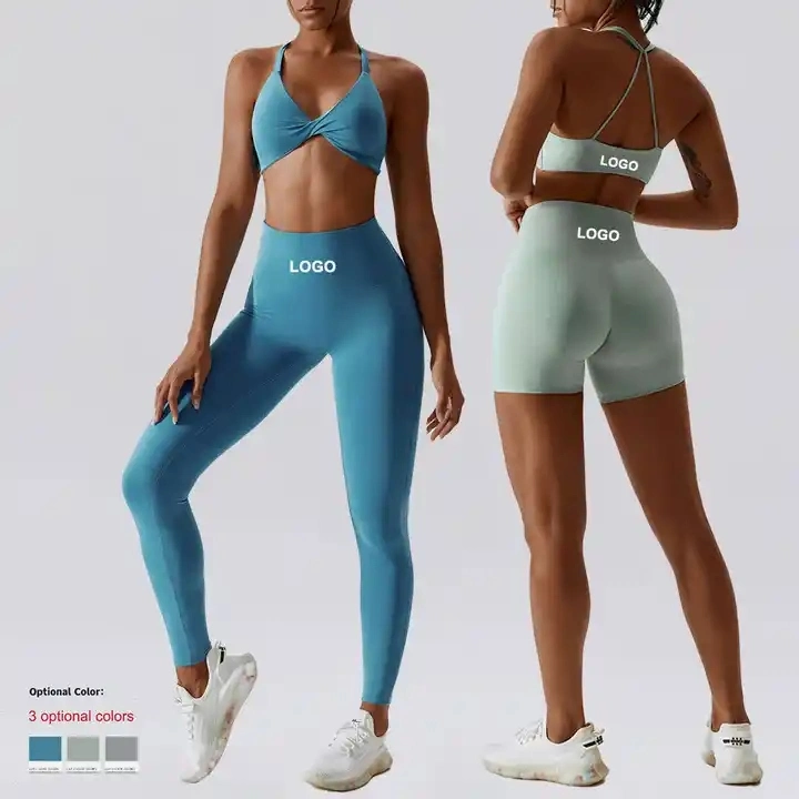 Hoch taillierte Yoga-Kurzhose Leggings BH-Sets Sportswear für Frauen