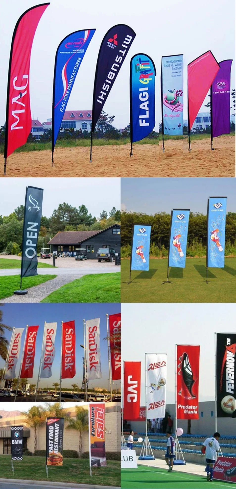 Aozhan Outdoor Banner Advertising Promotional Display Water Injection 5m 7m Telescopic Giant Waterbase Flagpole Rectangle Square Flag