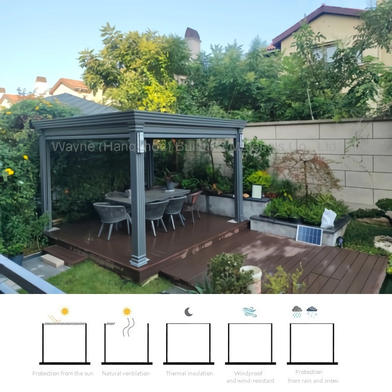 Gartenbau Aluminium-Lamellendach Bioklimatische Pergola Moderner Motorisierter Sonnenschutz Pavillon Im Freien