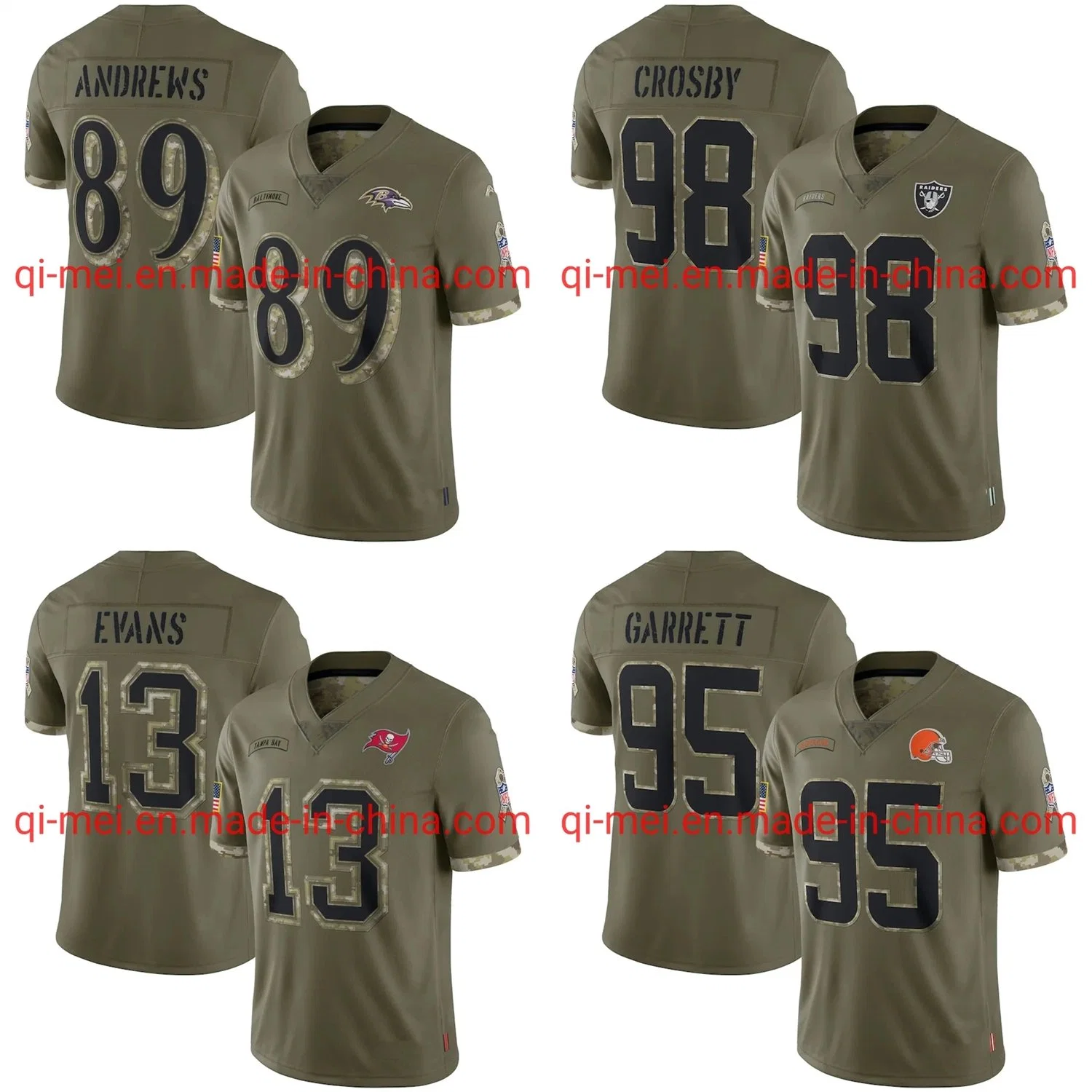 Wholesale Crosby Parsons Chubb Evans Judon Olive 2022 Salute to Service Embroidered Limited N-FL Football Uniforms