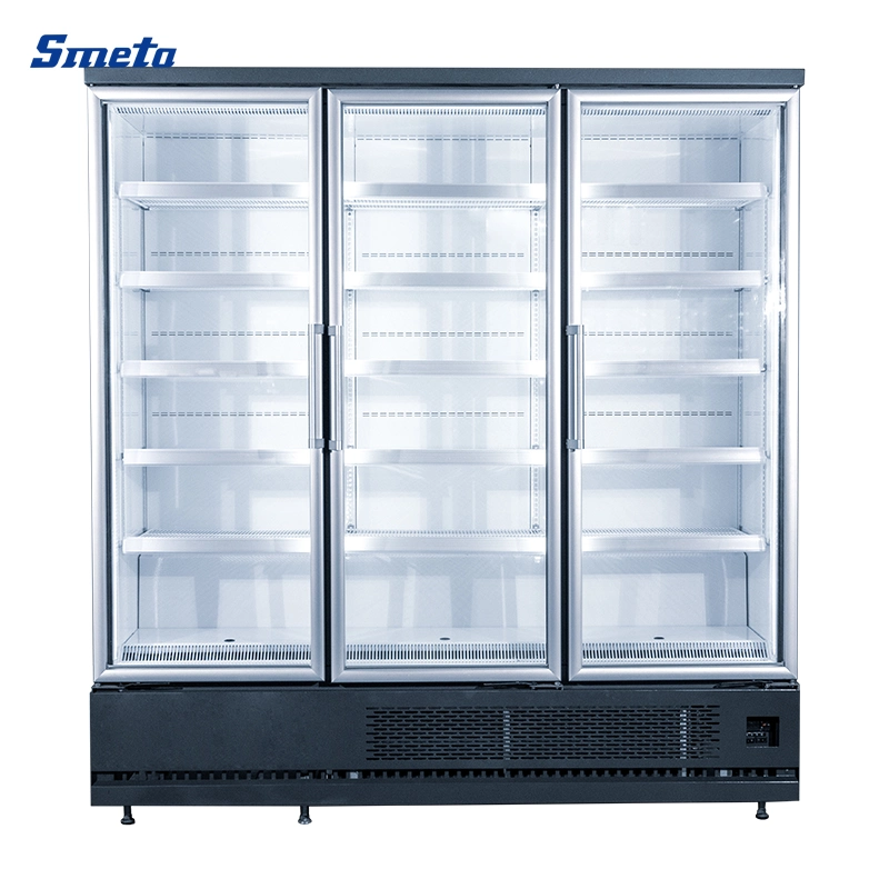 72 Inches Width Supermarket Upright 3 Door Ice Cream Display Showcase Freezer