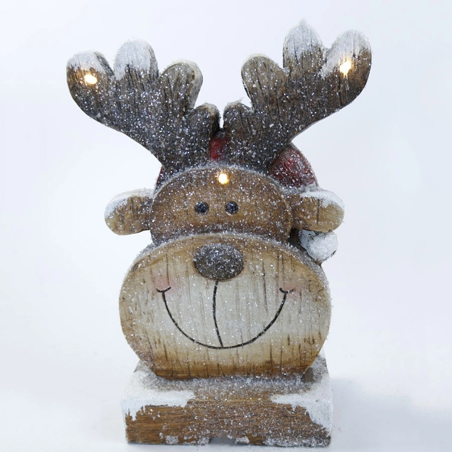 Natal personalizado rústico nostálgico Vintage Reindeer Elk Moose Standing Craft Decoração Natal primitivo Reindeer