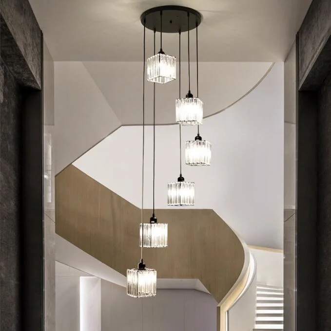 Stair Pendant Lamp Modern Luxury Ceiling LED Crystal Chandelier Pendant Light