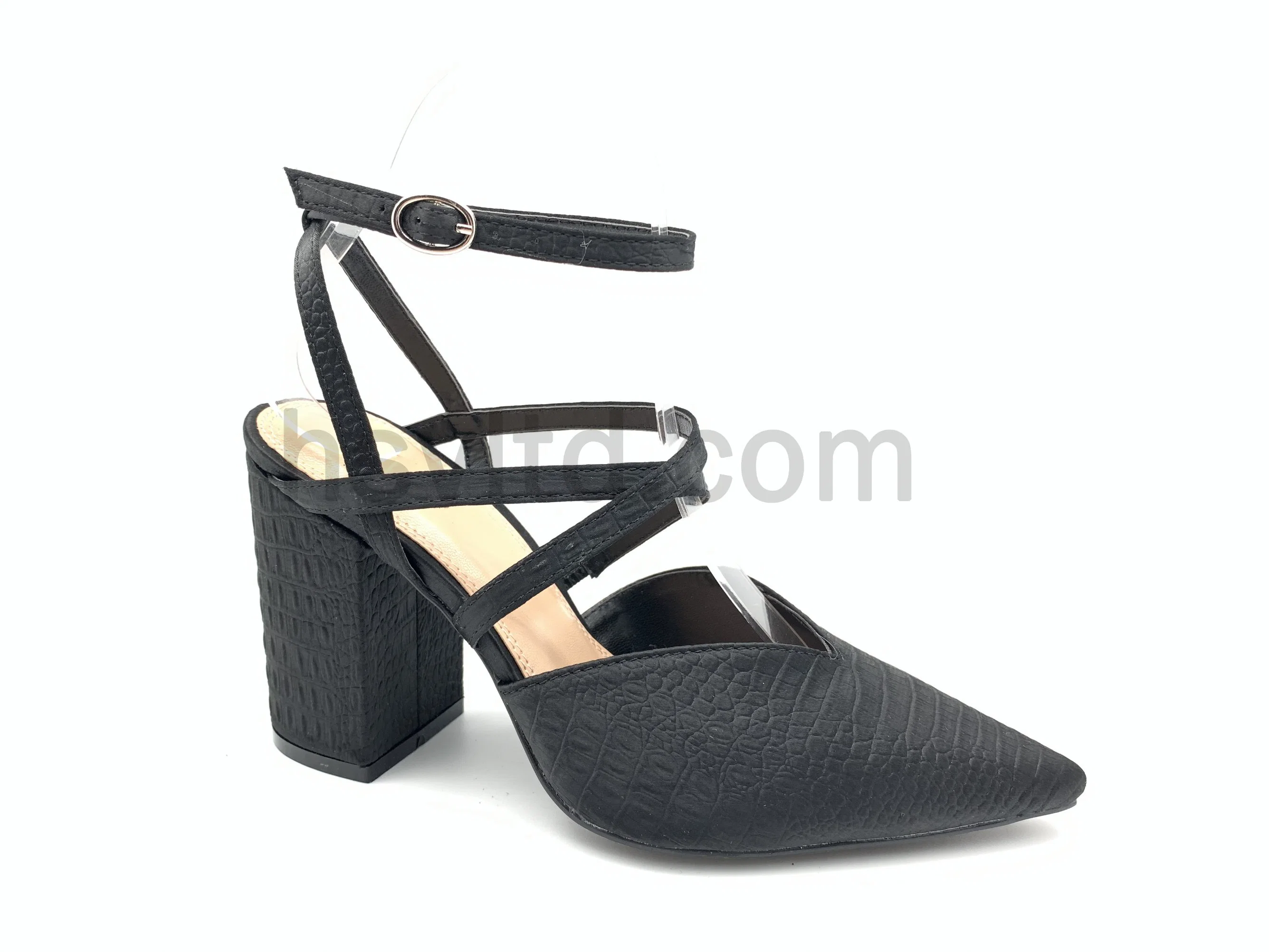 Ladies Block Heel Pionted Heel Strap Ankle Pump Shoes