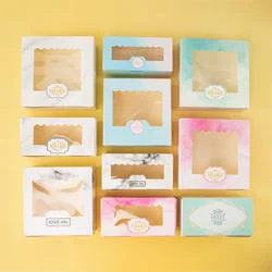 New Fashion Fancy Window Sweet Pie Boxes Folded Biscuit Package Boxes