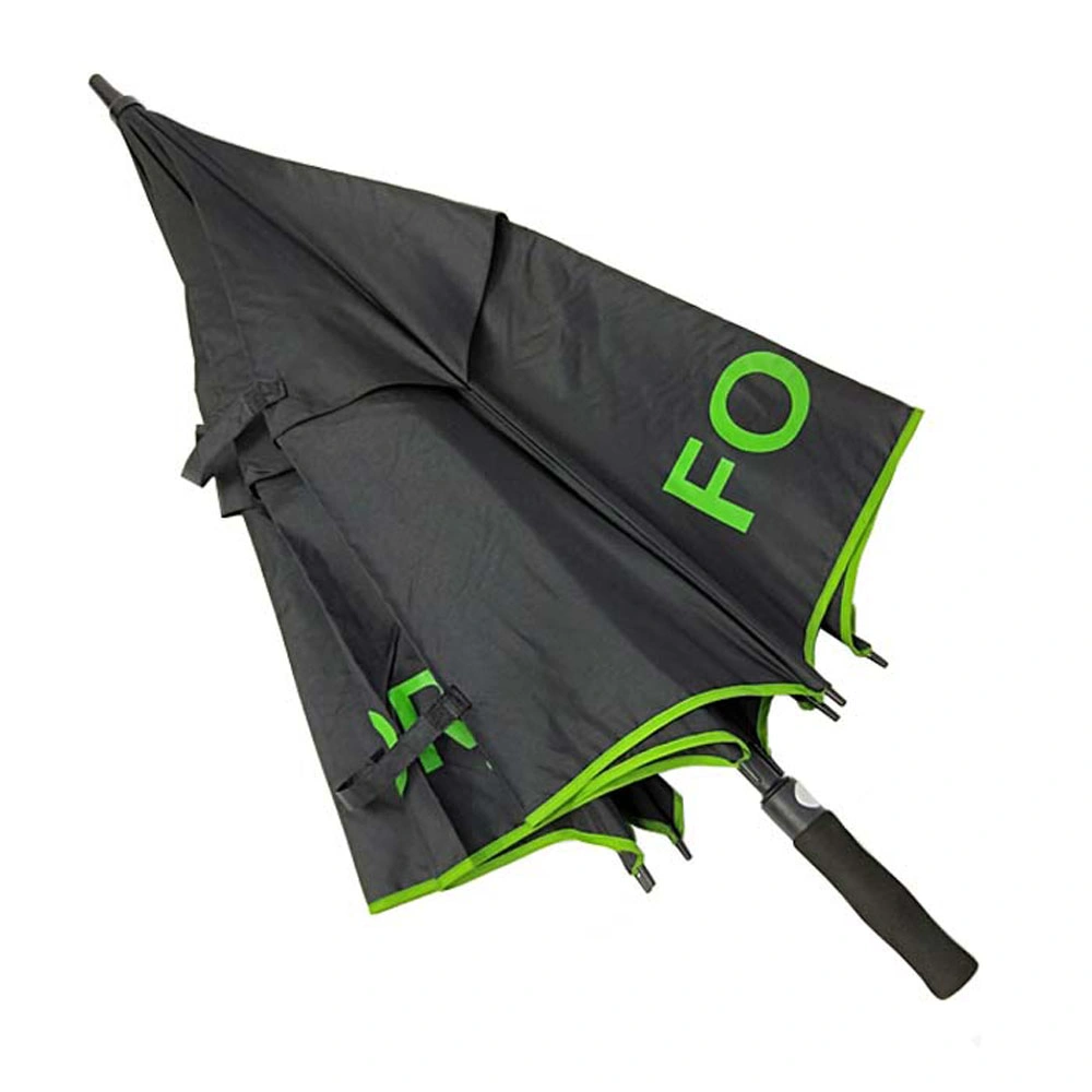 Oversize Double Layer Vented Auto Open Fiberglass Golf Umbrella Manufacturer China