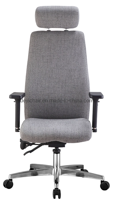 Blue Fabric Upholstery High Back Functional Frame with PU Adjustable Arm Aluminium Base Office Chair