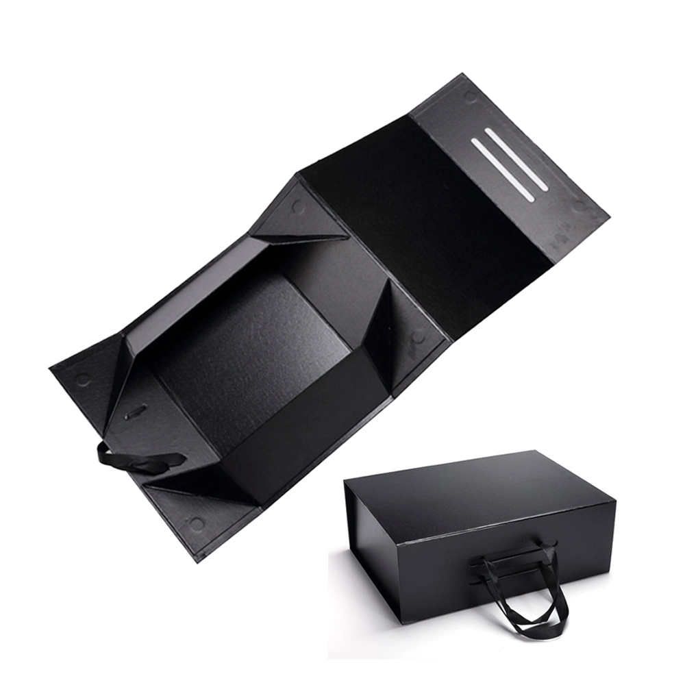 Custom Large Small Kraft Cardboard Packaging Shipping Black Corrugated Mailer Box with Ribbon Handle