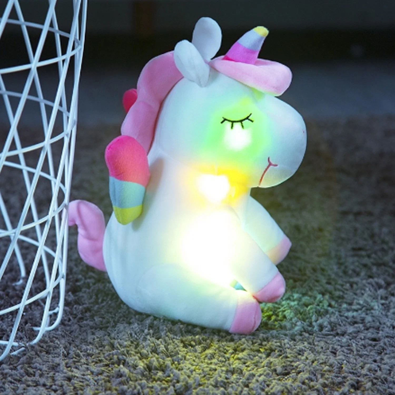 Lindo Peluche Peluches Rainbow Unicorn con LED parpadeante